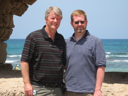 Jim Miller and Doug Dent near the aqueduct in Caesarea Maritime